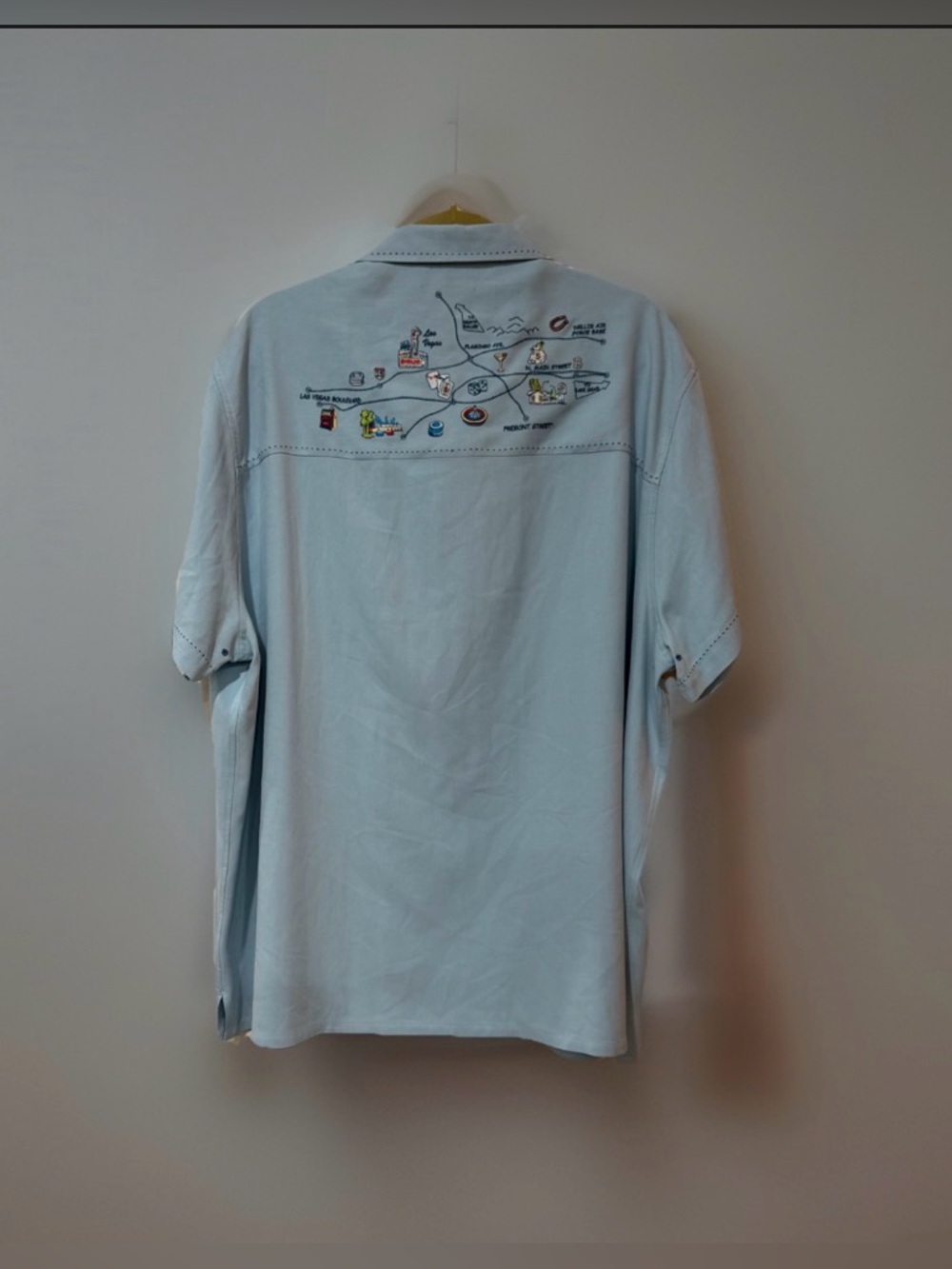 Nat Nast Silk Shirt Mens 2XL Las Vegas Strip Embroidered Button Up XXL